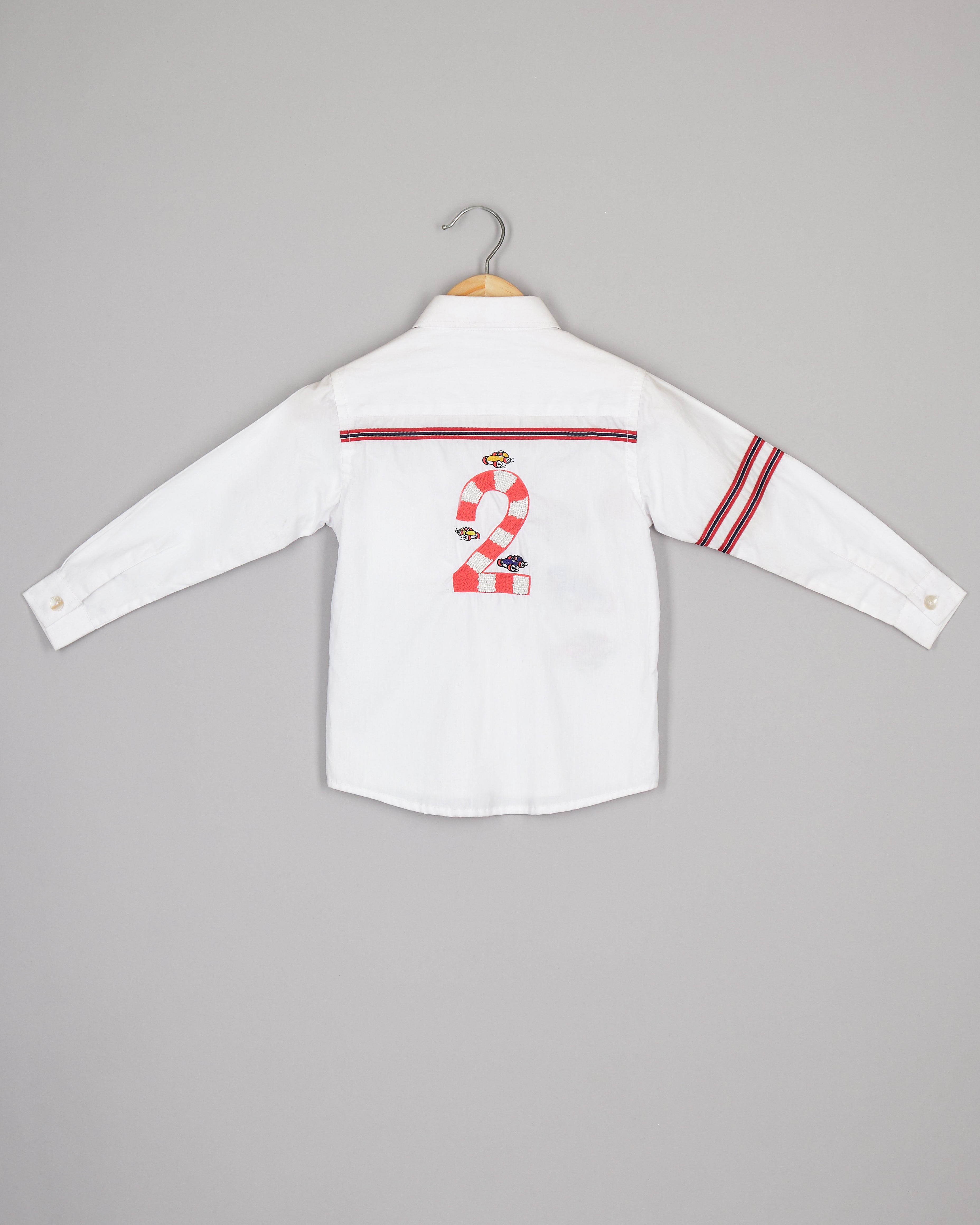 White Car Embroidered Shirt