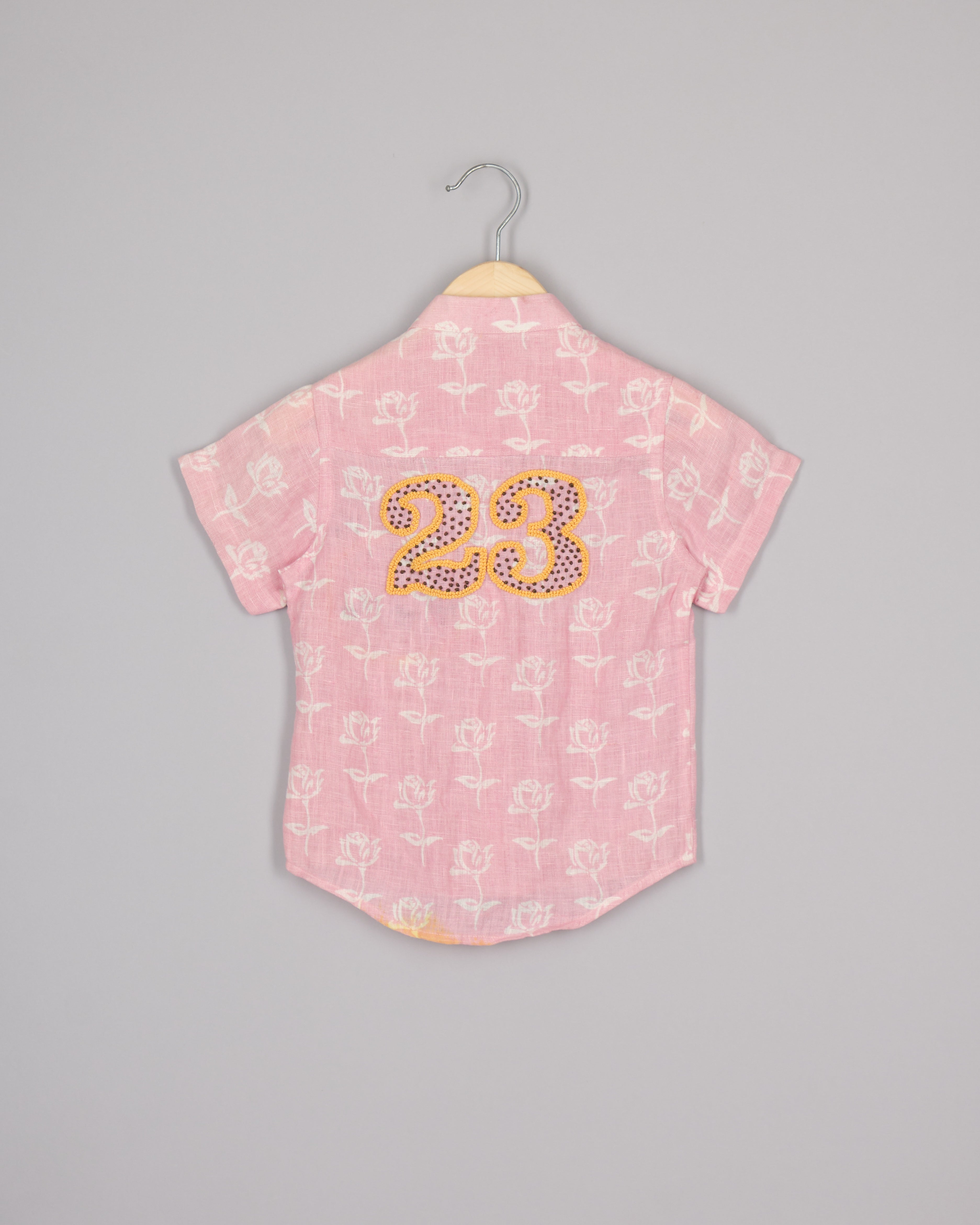 Pink Linen Lion Face Shirt