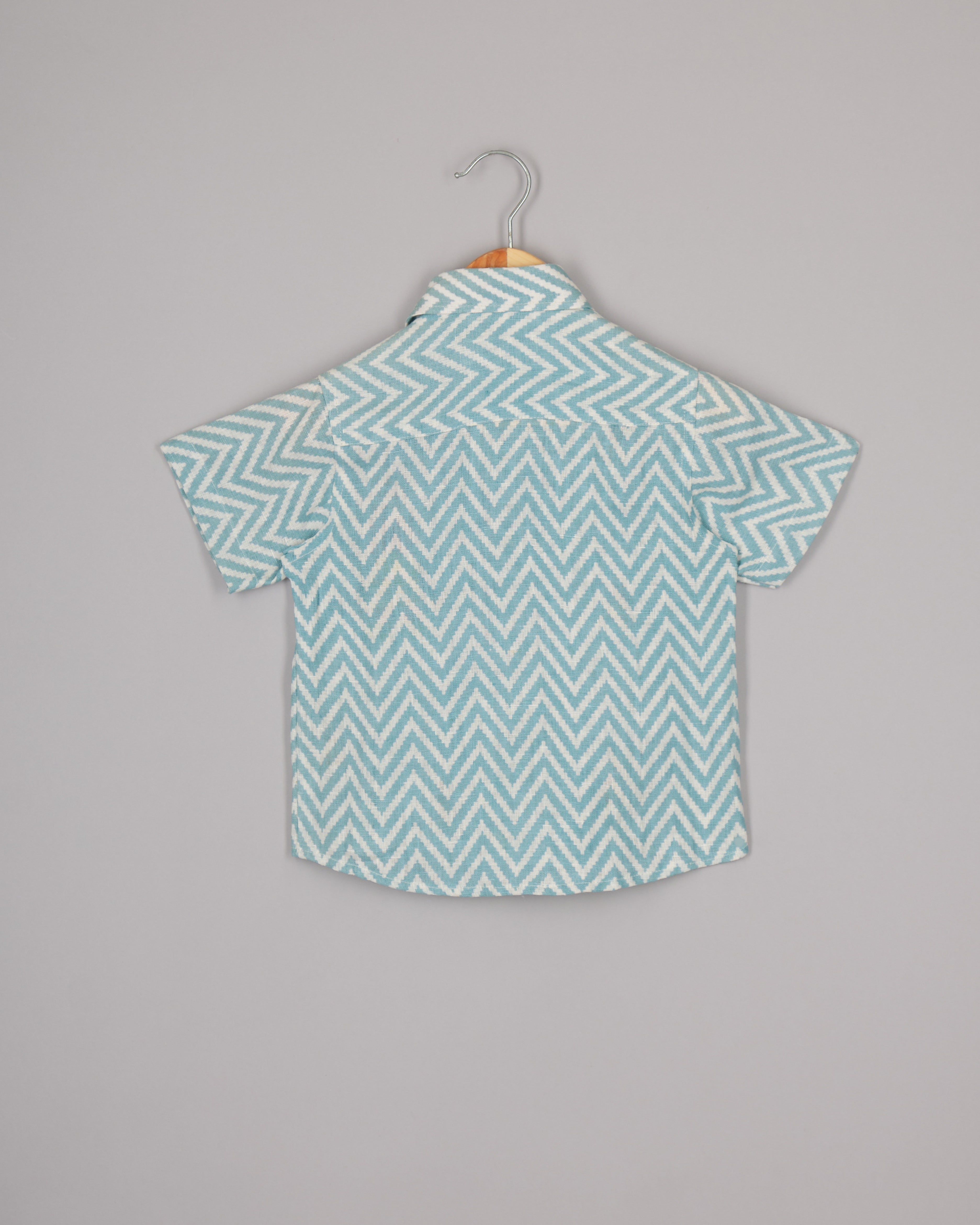 Blue Linen Robot Shirt.