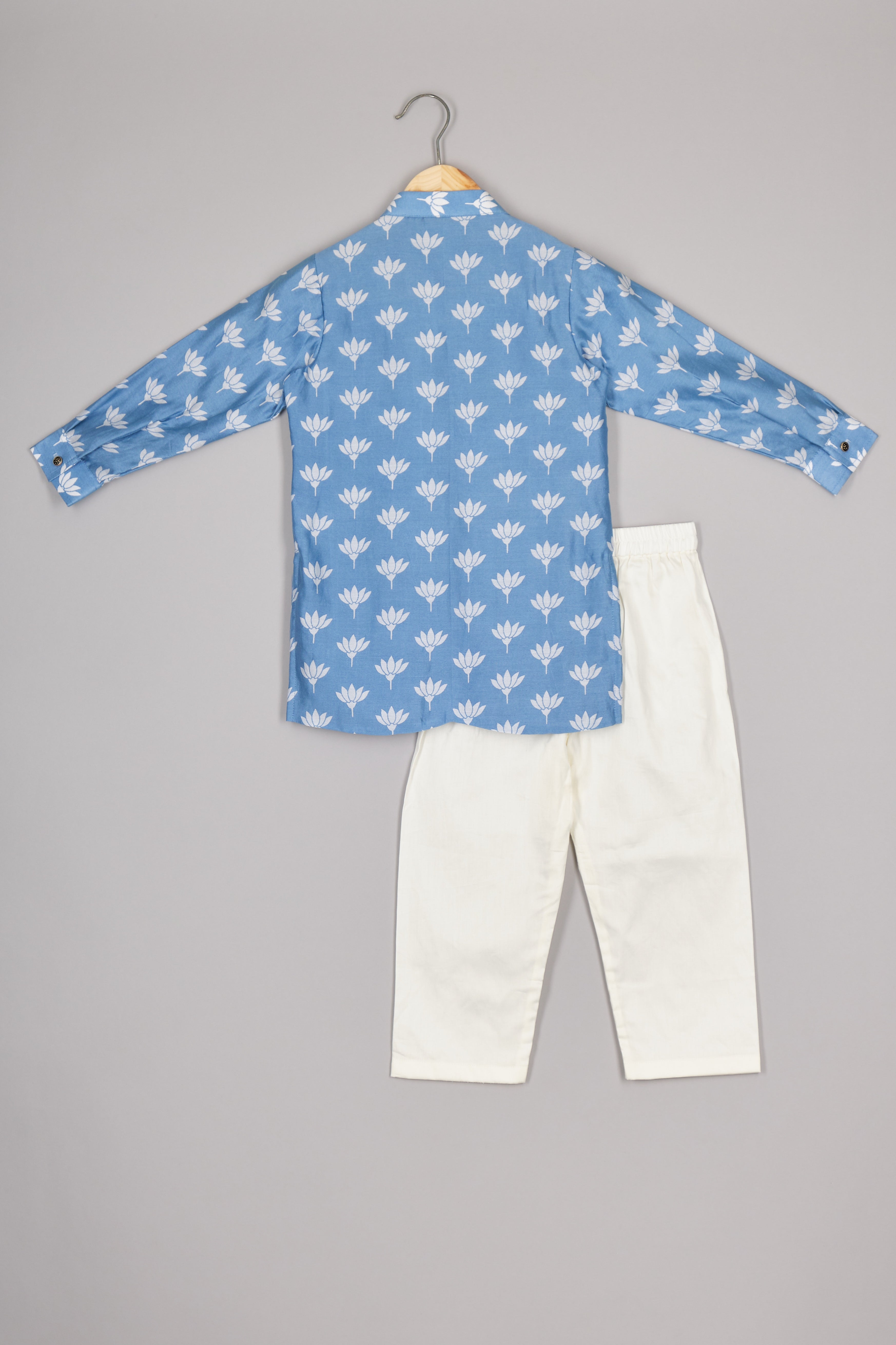 Blue Lotus Side Button Kurta And Pajama
