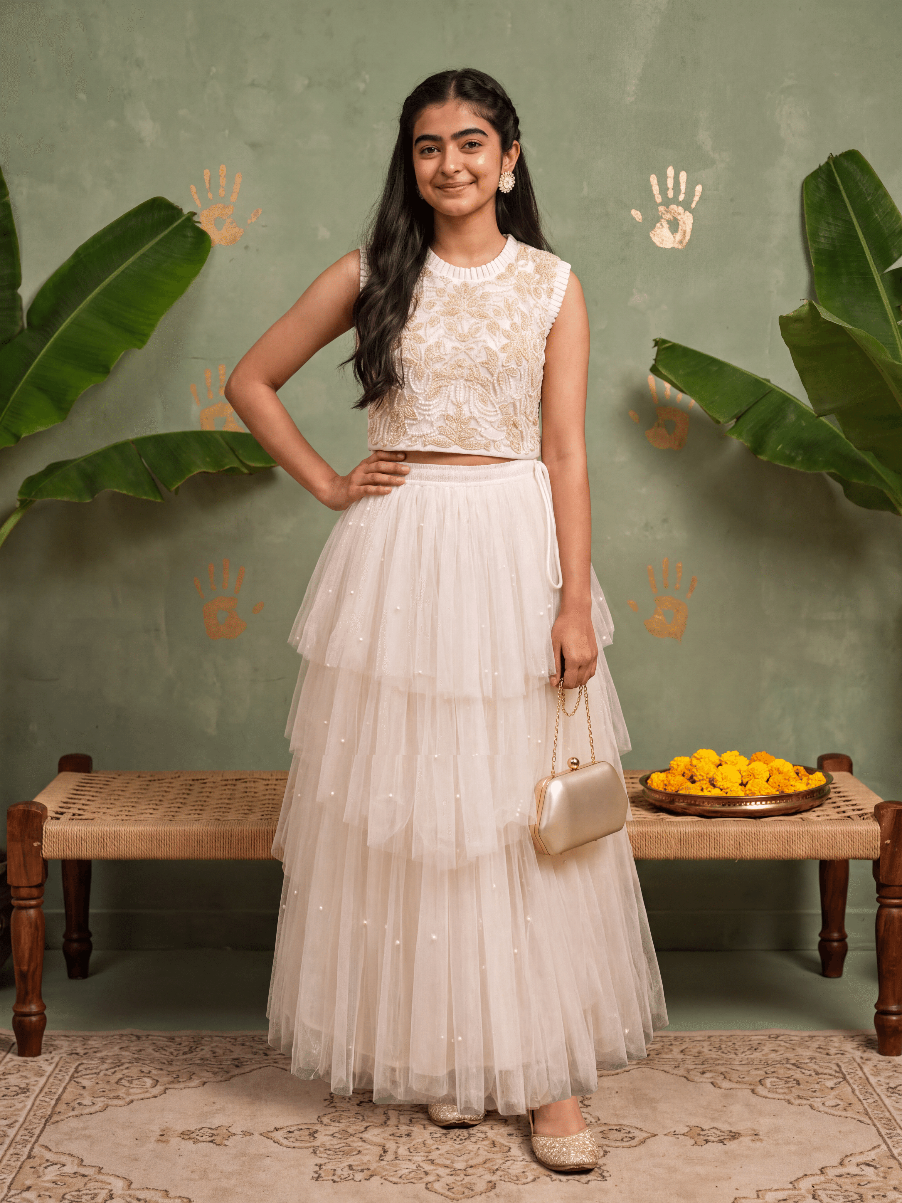 Fairy White Net Lehenga