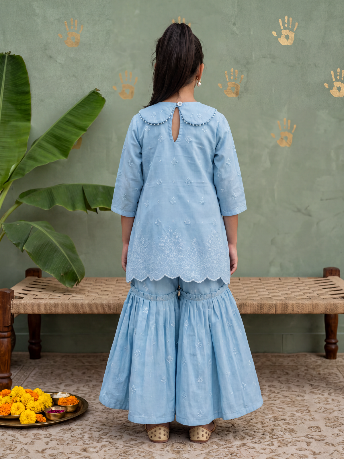 Teen Blue lakhnavi Kurta Sharara
