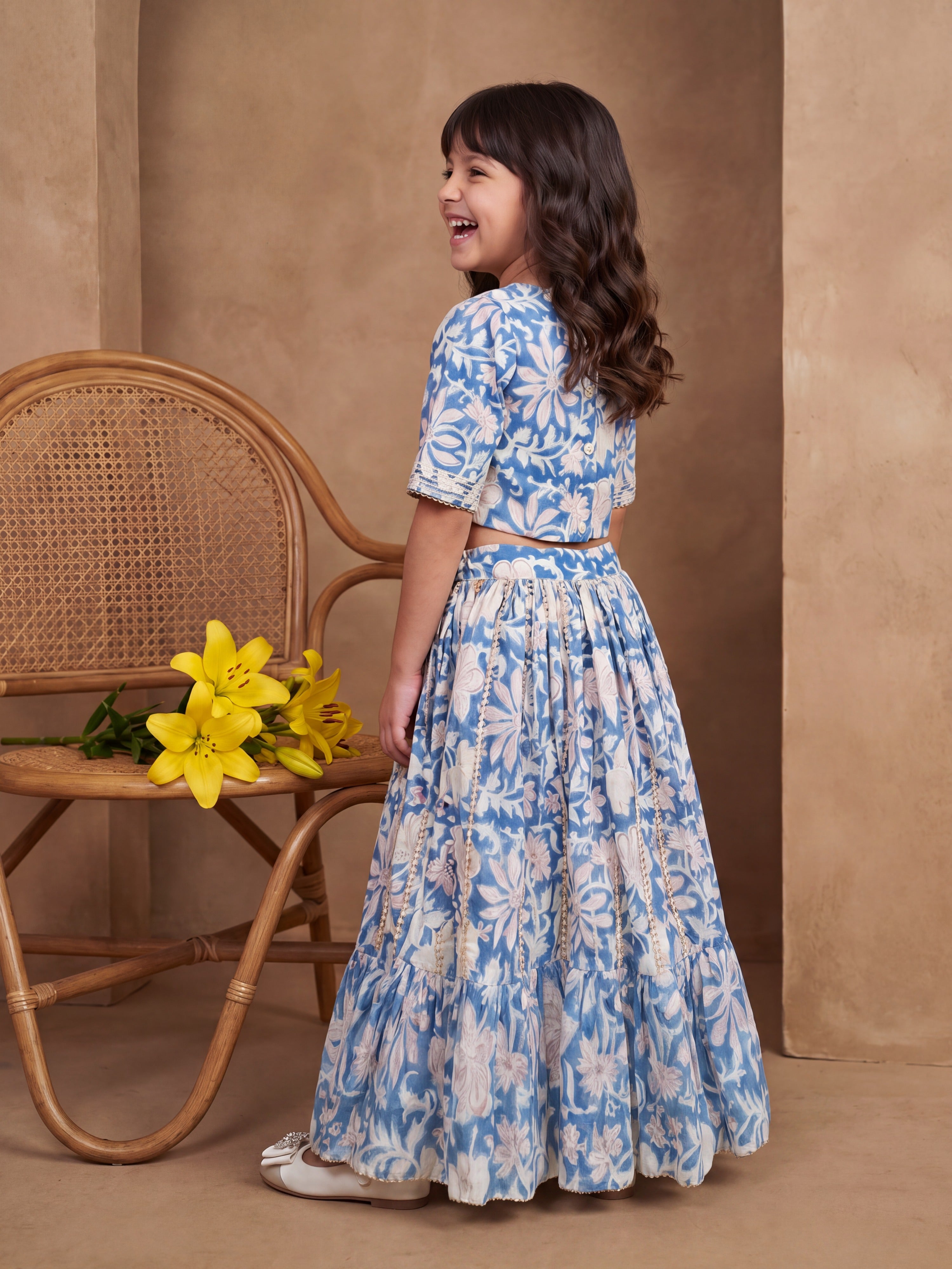 Meher Blue Floral Ghaghra