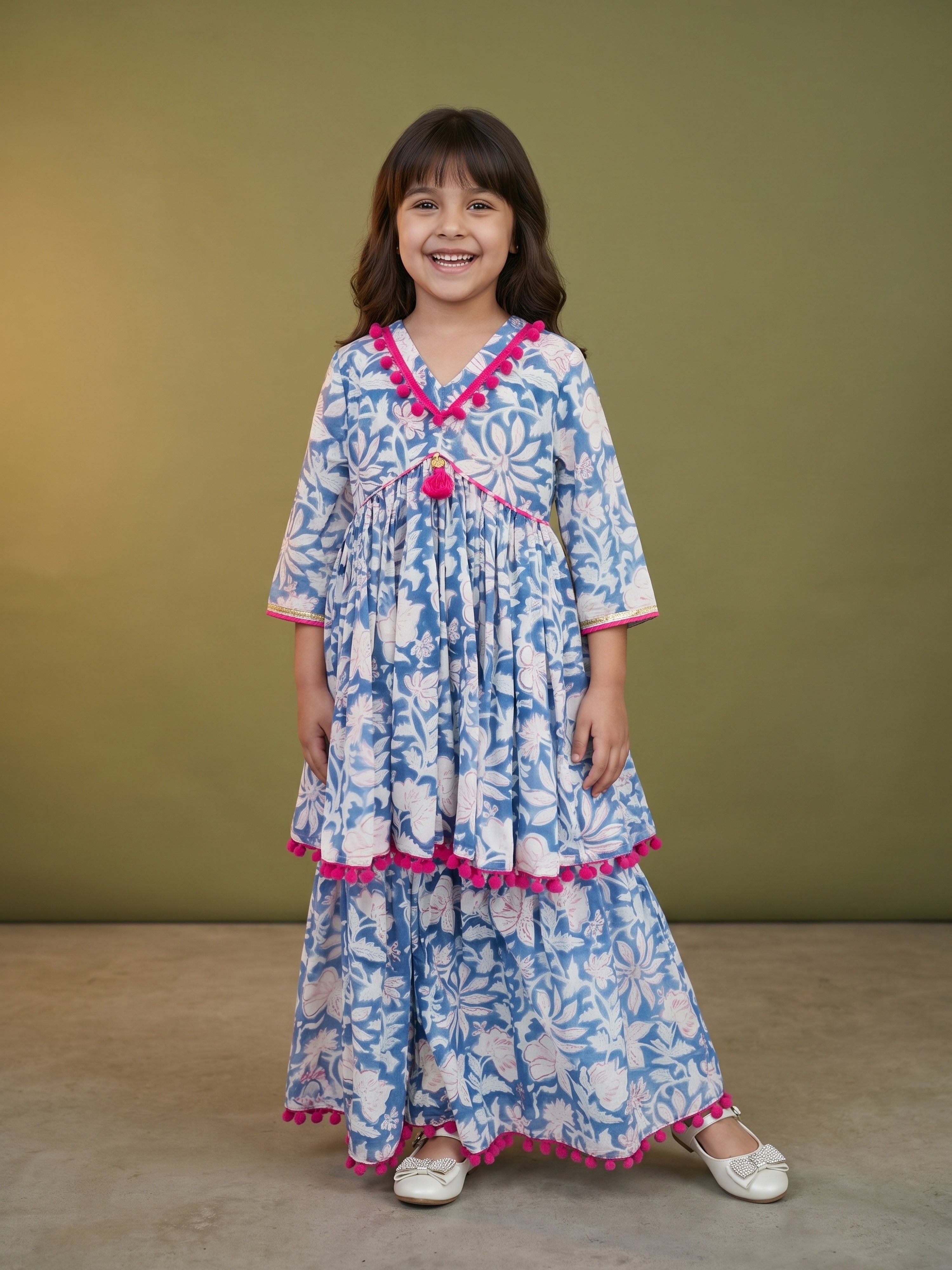 Vanya Blue Floral Peplum Set
