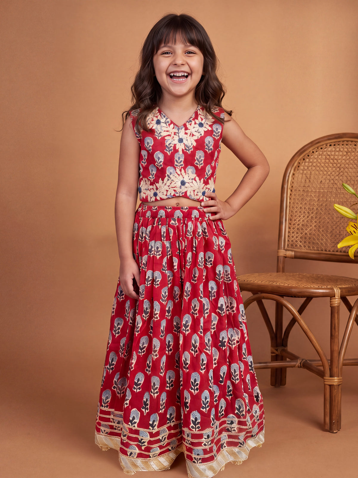Sarah Red Gota Ghagara blouse