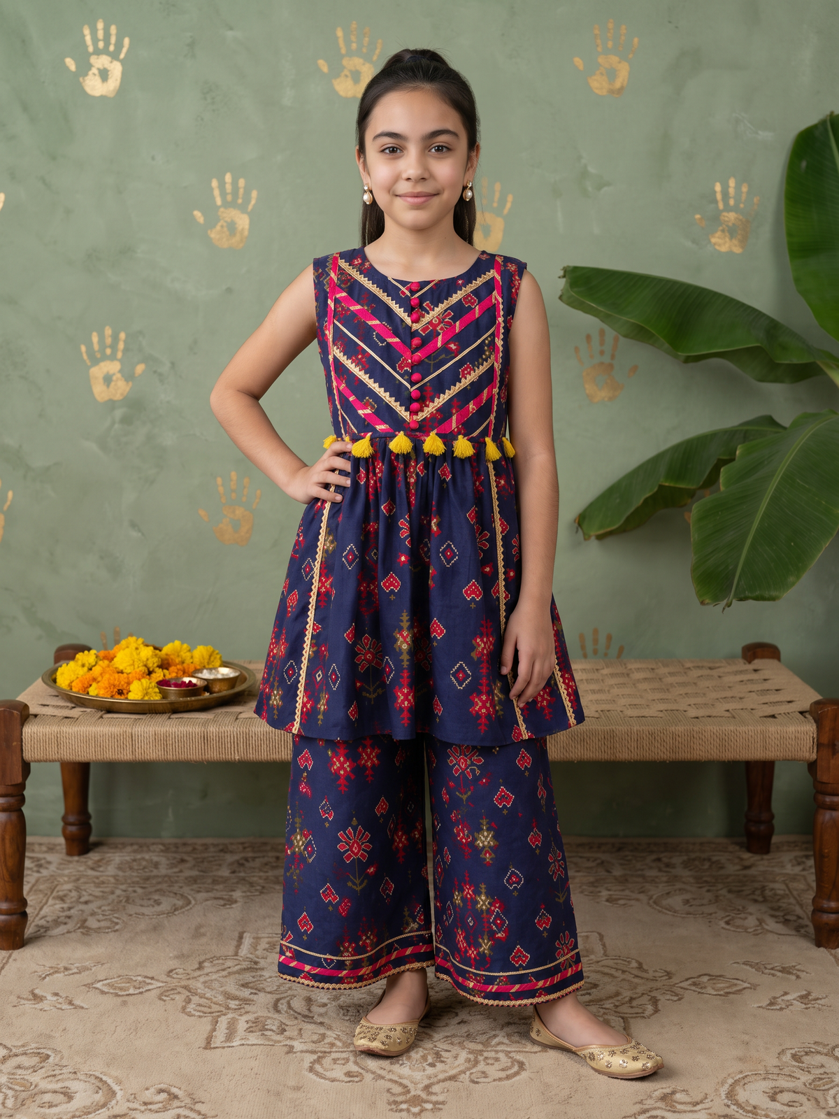 Blue Patola Printed kurta and Pants