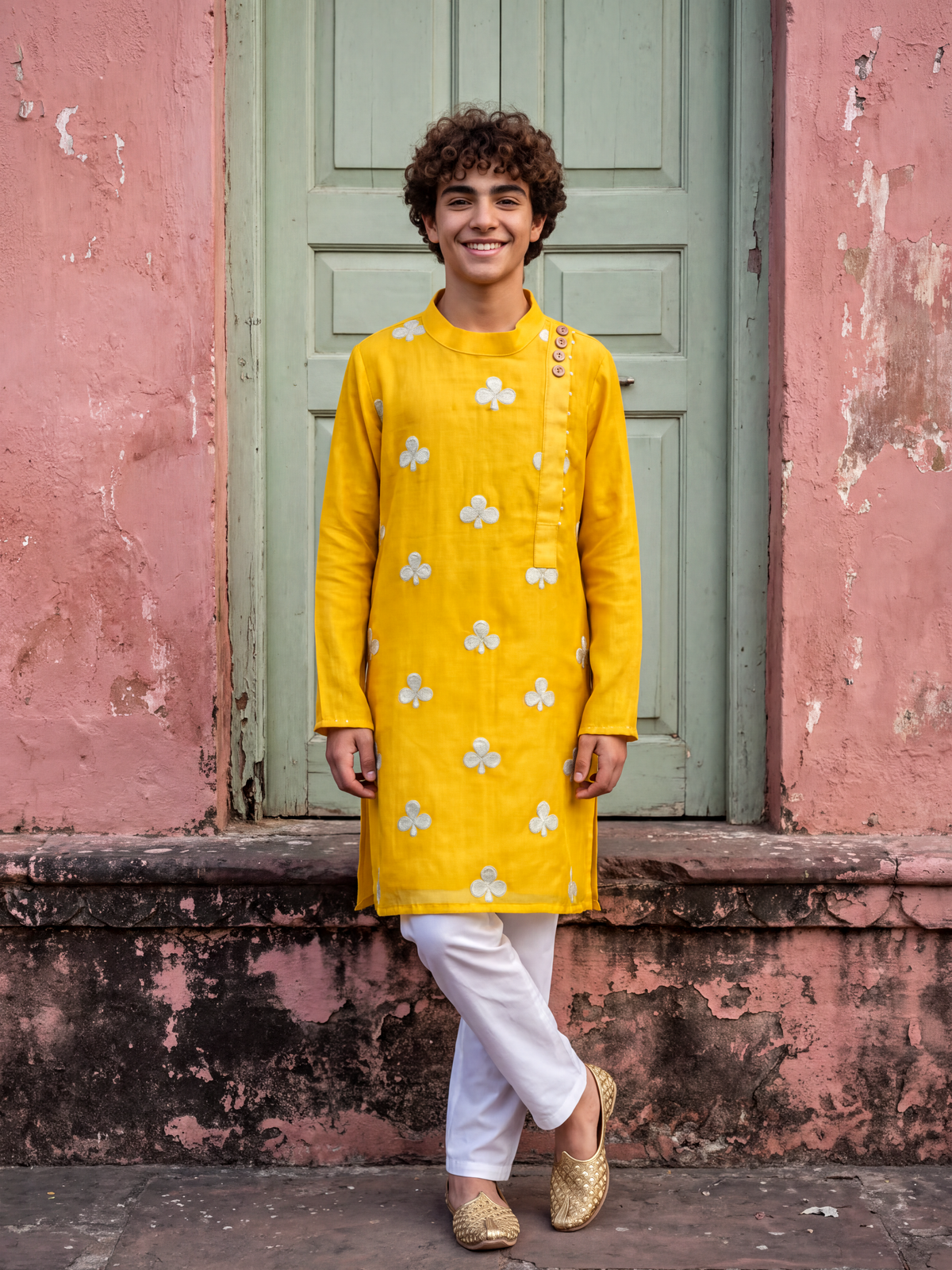 Mustard Clubs Kurta Set
