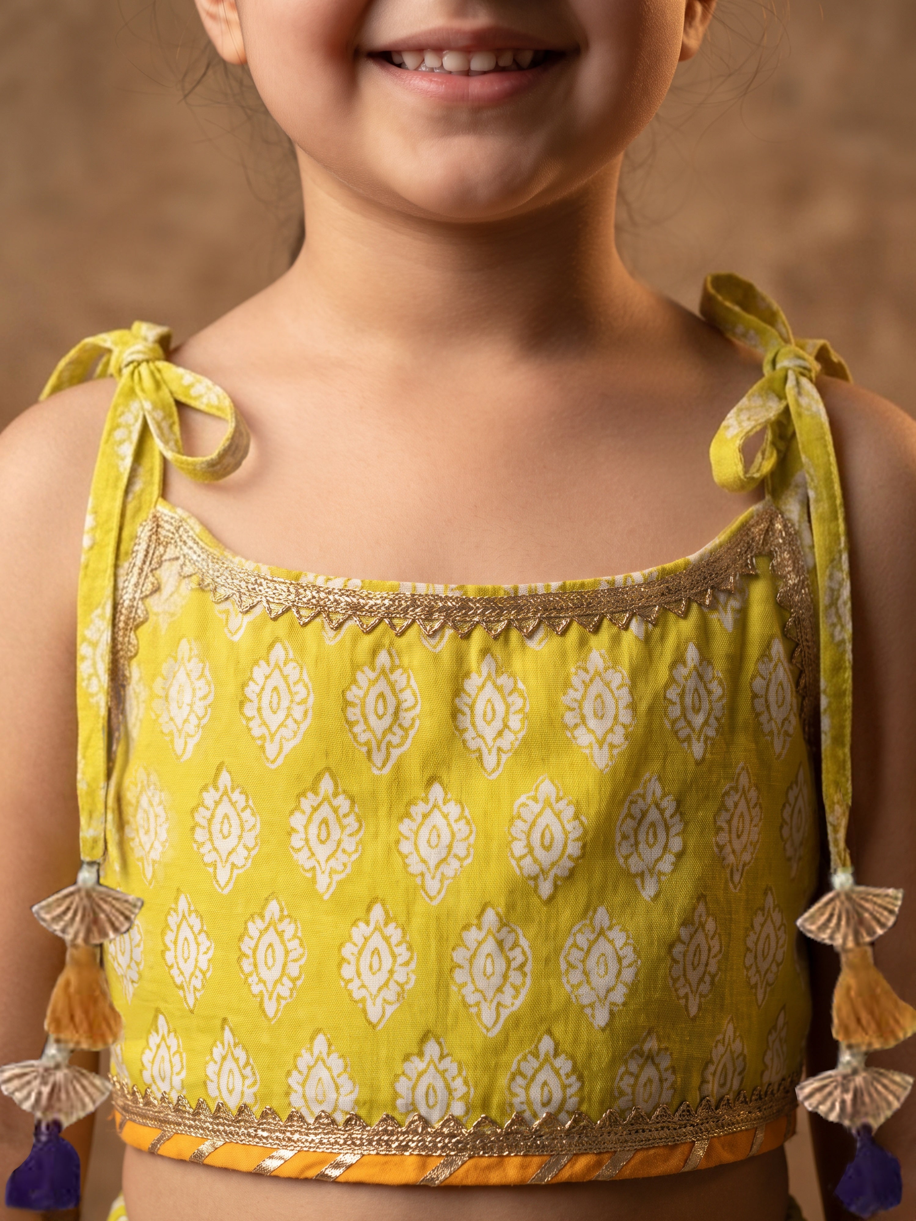 Sal Lime Green Floral Printed Ghagara Set