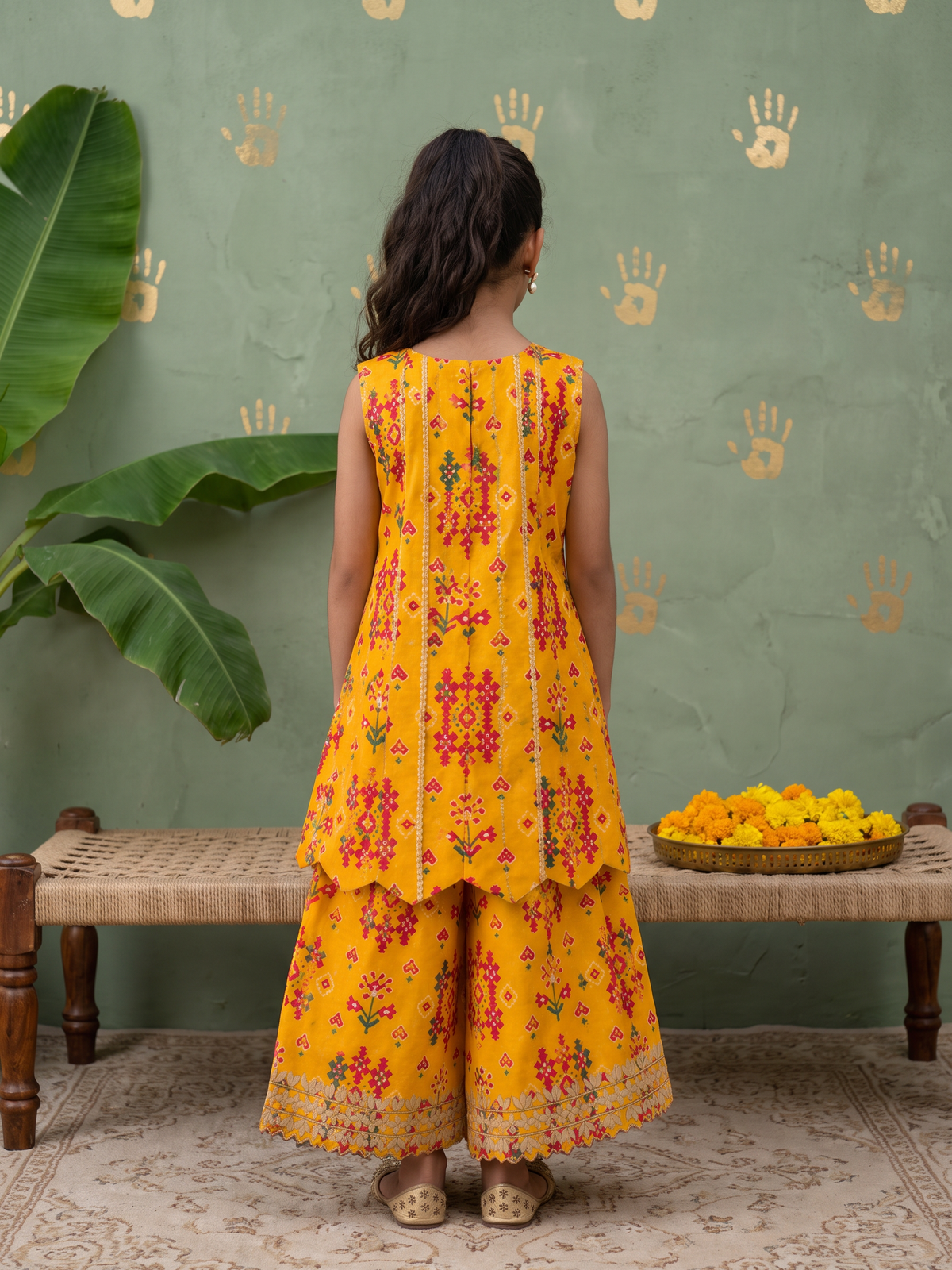 Yellow Patola Gota Tunic and Pants