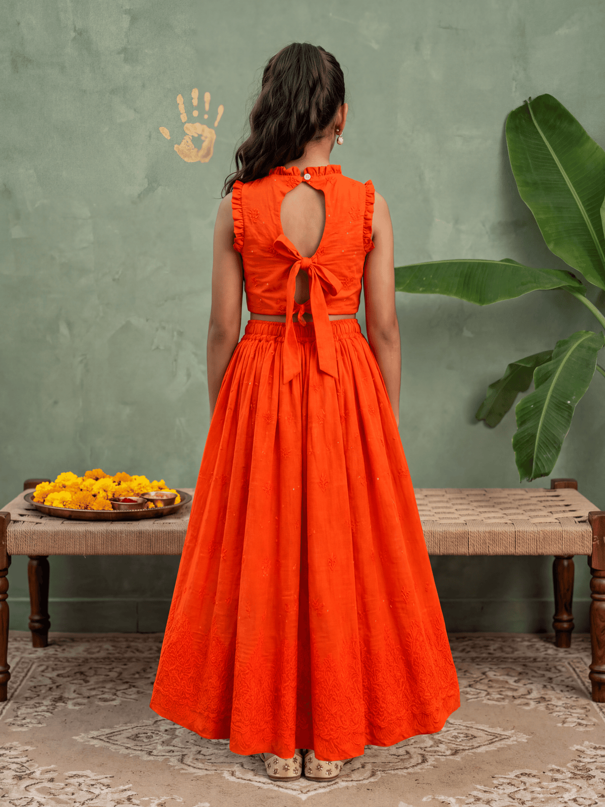 Orange Lakhnavi Lehenga