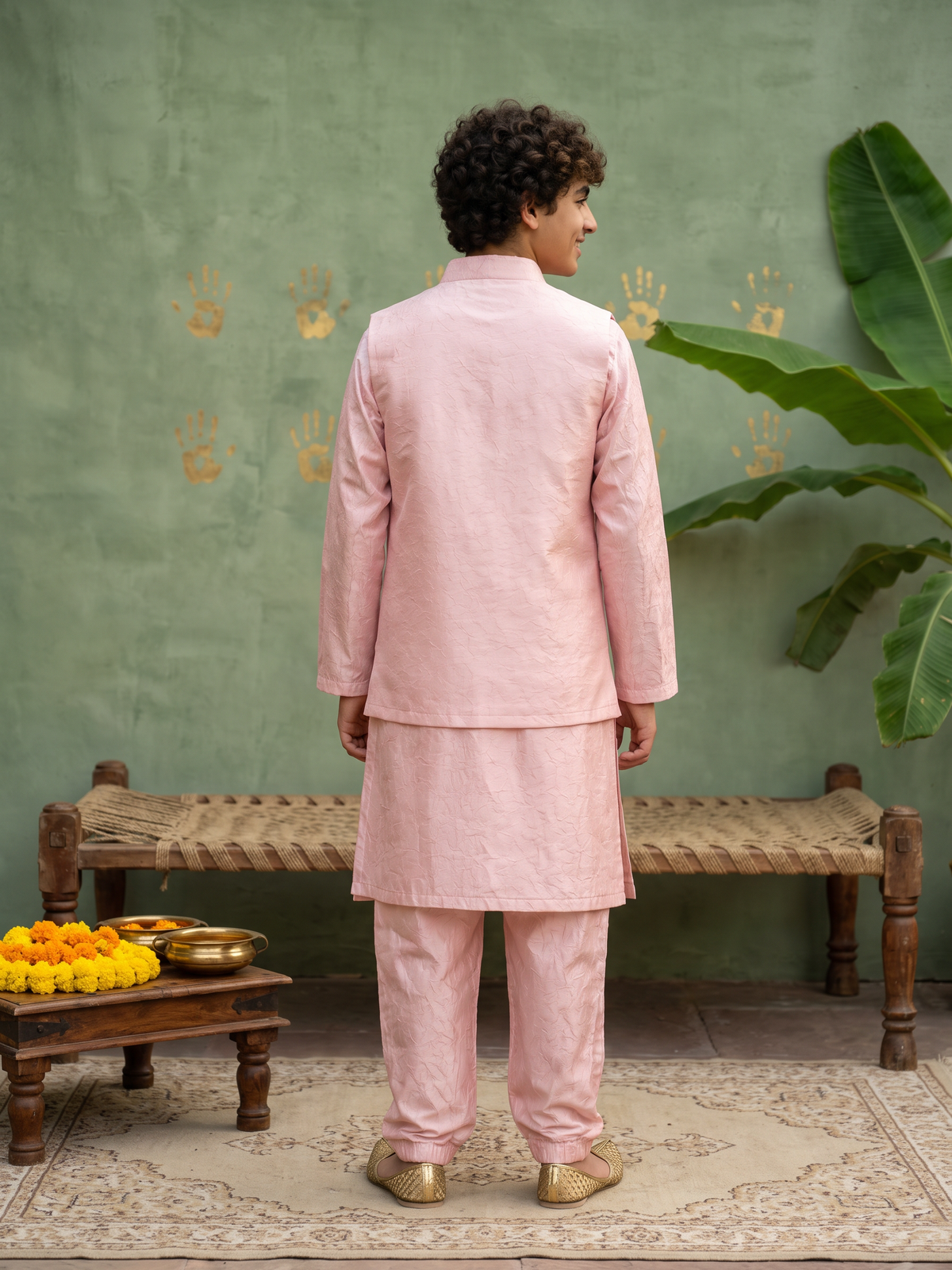 Pink Embroidered Jacket Set