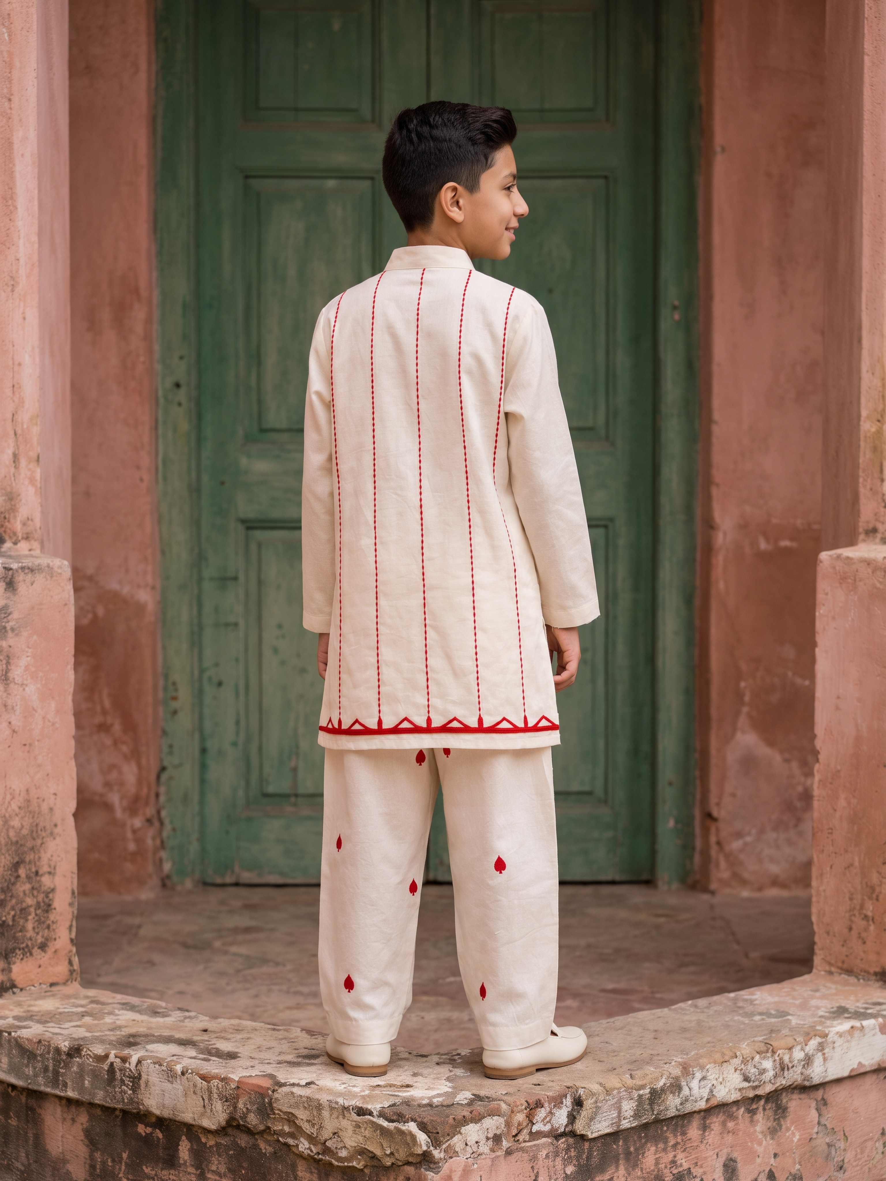 Hearts Embroidered Kurta Set