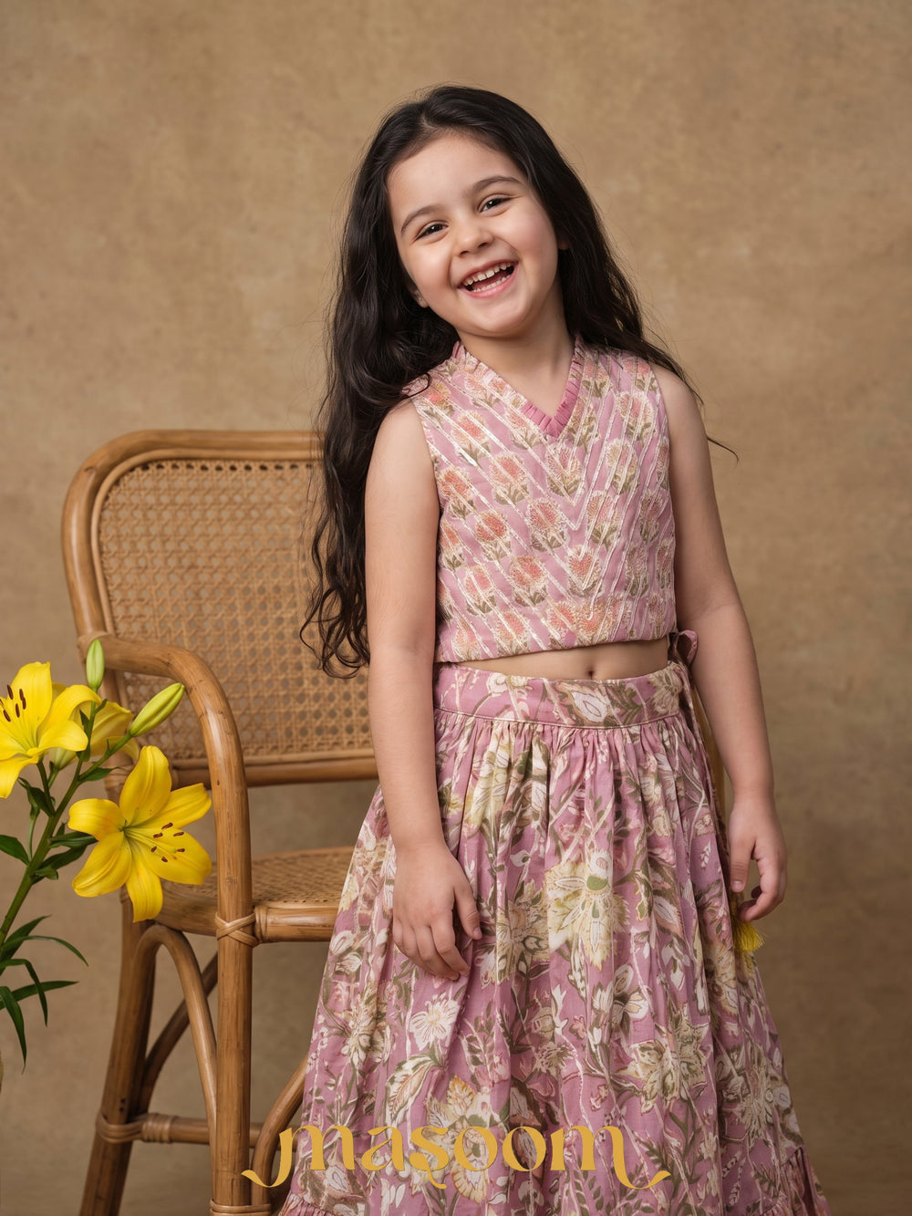 Leena Lavender Floral Printed Ghagara Set