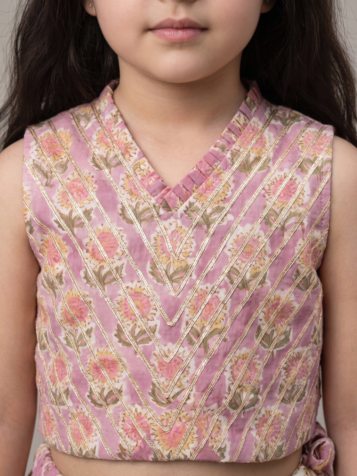 Leena Lavender Floral Printed Ghagara Set