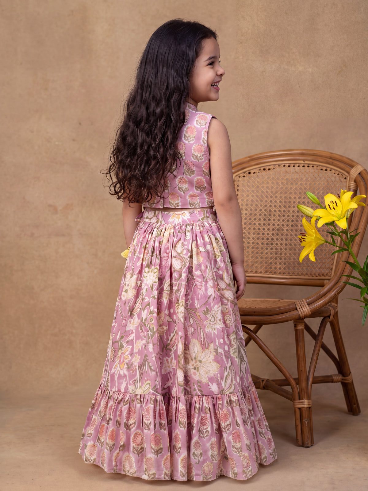 Leena Lavender Floral Printed Ghagara Set