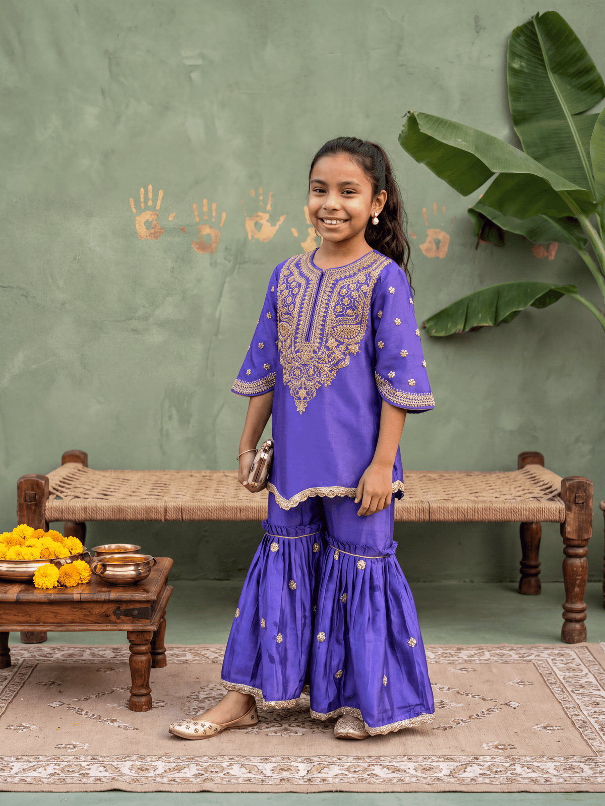 Lavender Zari Sharara Set