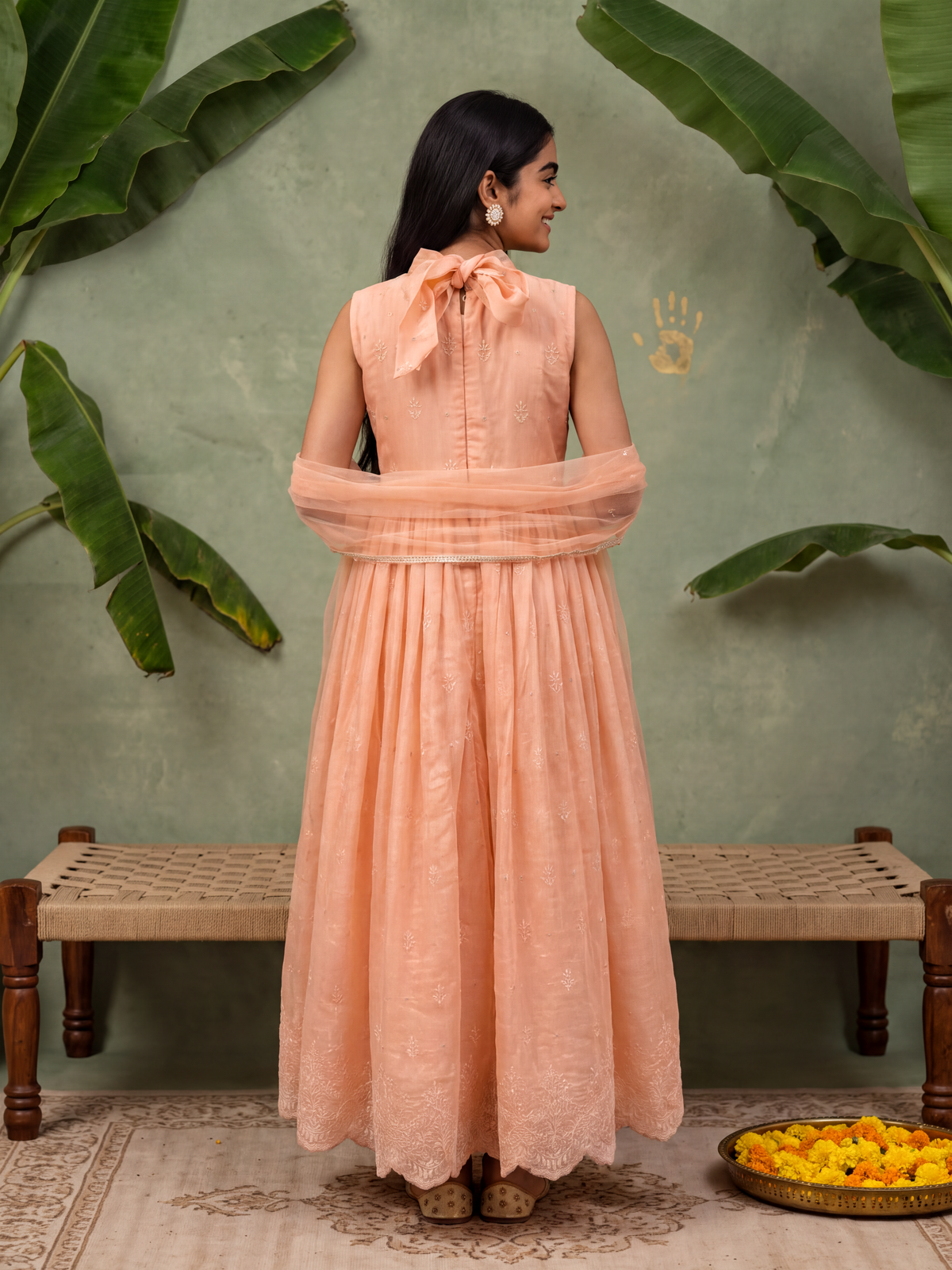 Teen Pink Lakhnavi Anarkali Dress