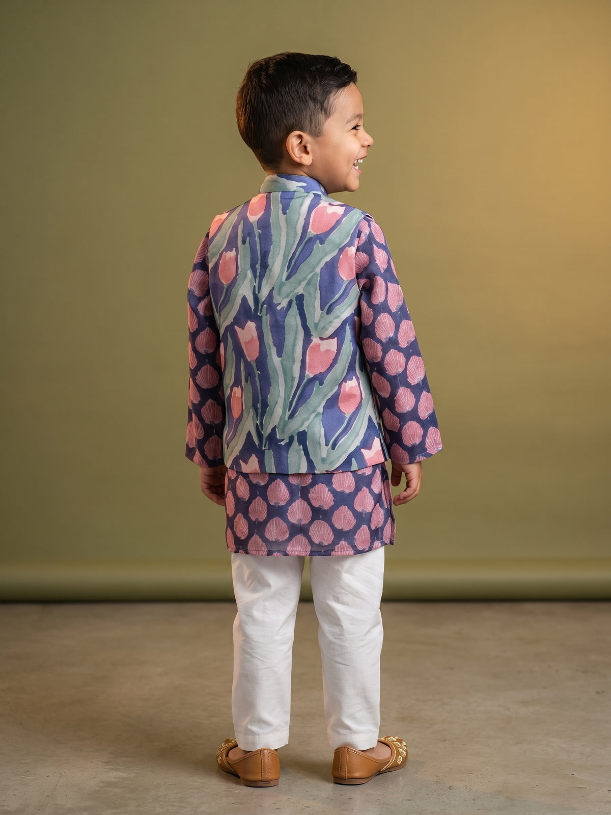 Sam Blue Tulip Printed Jacket Set