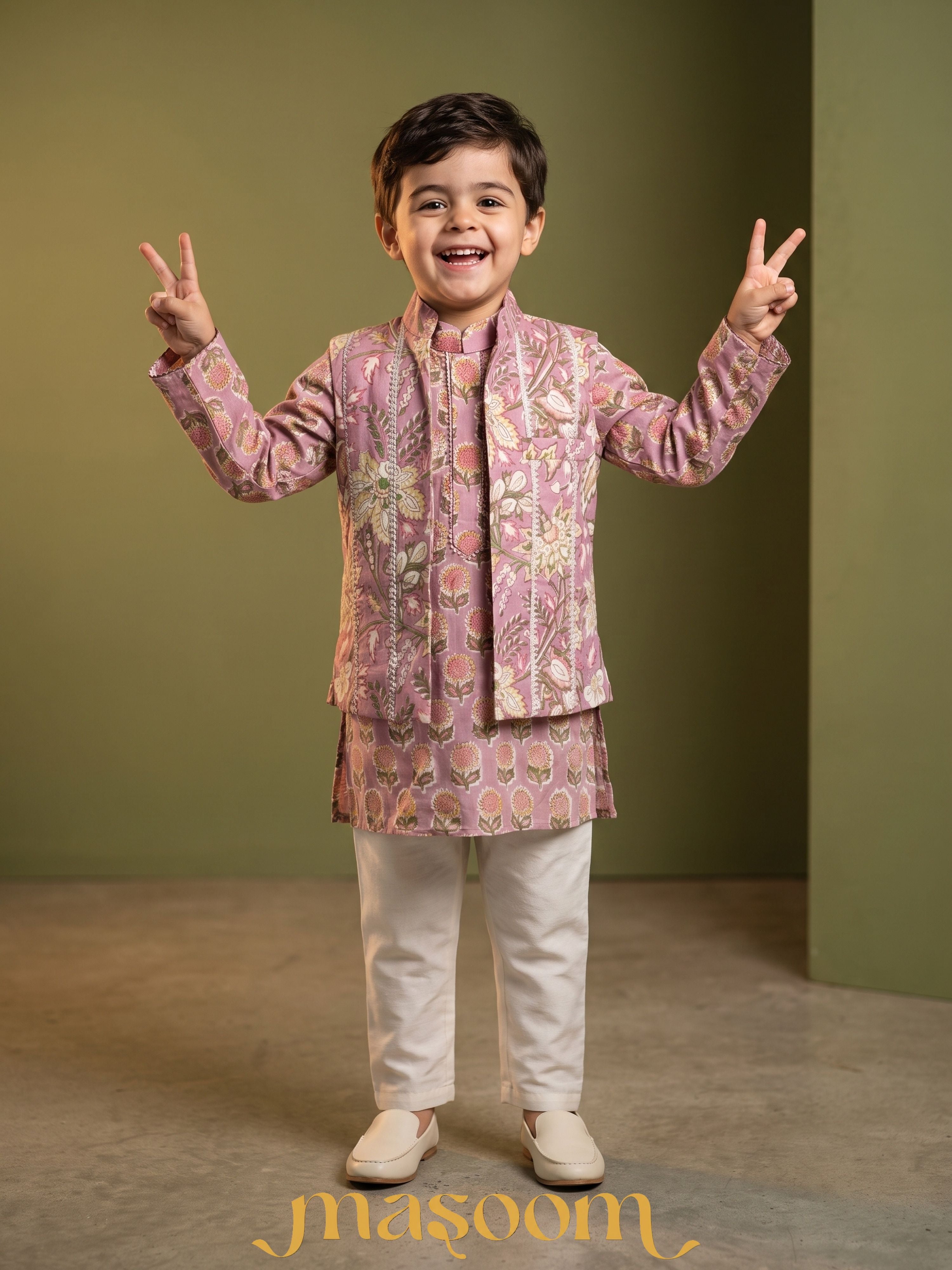 Neil Lavendar Floral Jacket Set