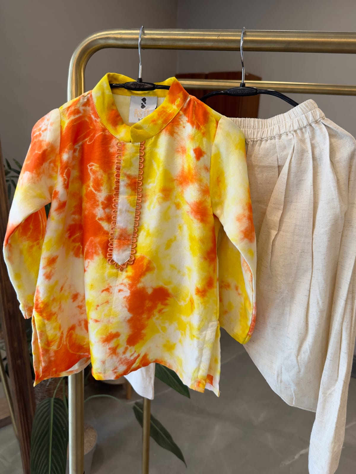 Yellow Tie Dye Kurta and Patiala