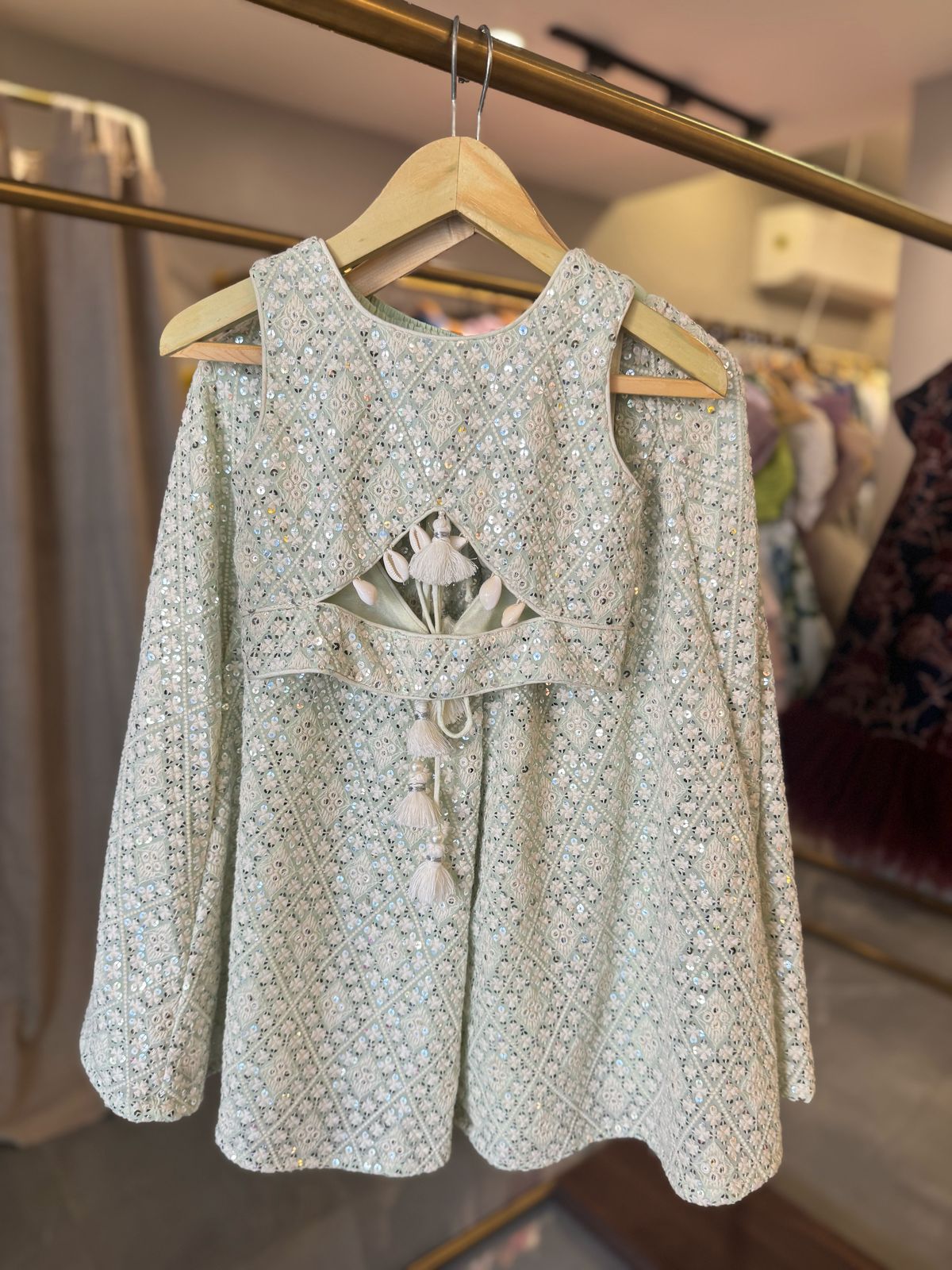 Mint Lakhnavi Top And Flare Pant