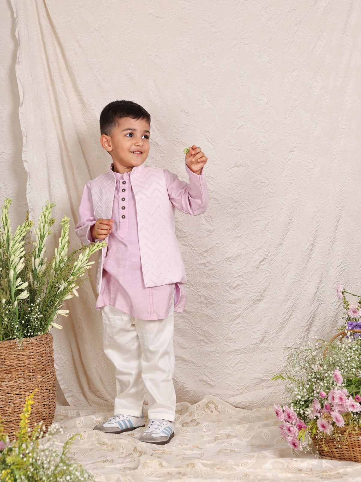 Lavender Cut Dana Worked Nehru Jacket Set