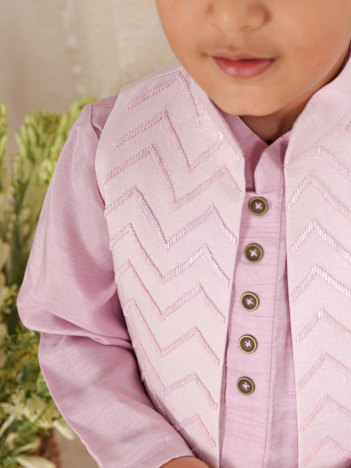 Lavender Cut Dana Worked Nehru Jacket Set