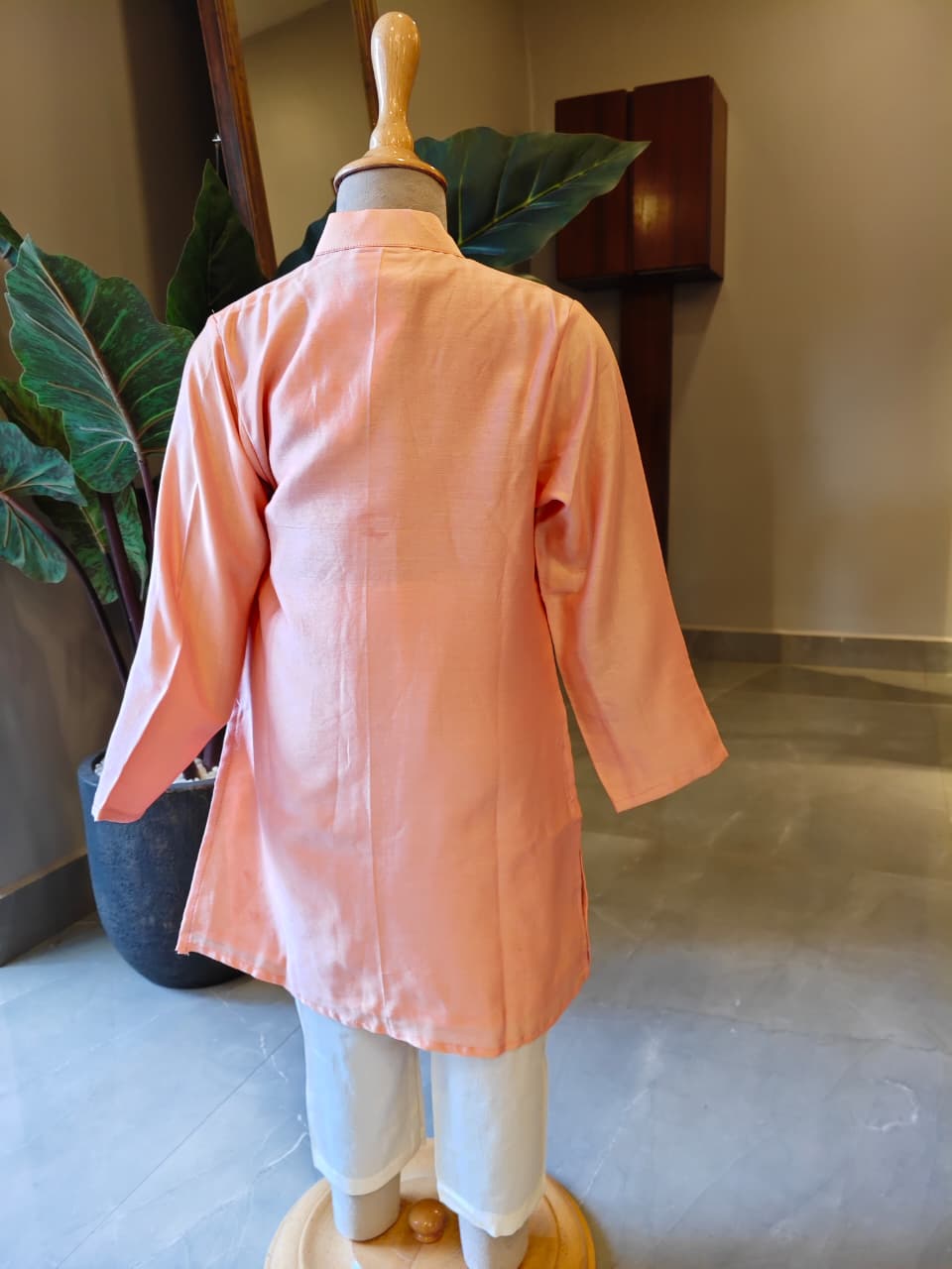 PEACH LOTUS LEATHER KURTA & PANT for 6 months Old