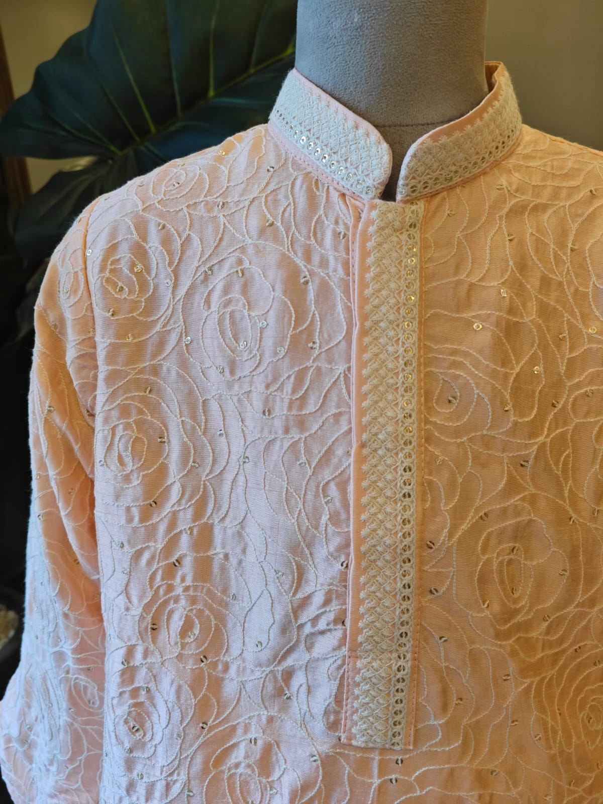 PEACH ROSE EMBROIDERED KURTA & PANT