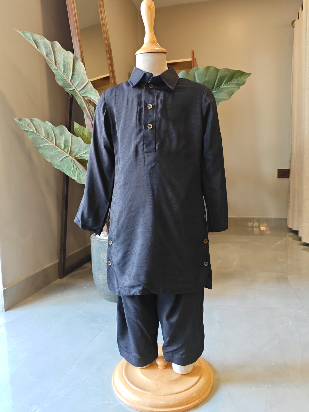 BLACK PATHANI KURTA AND PANT