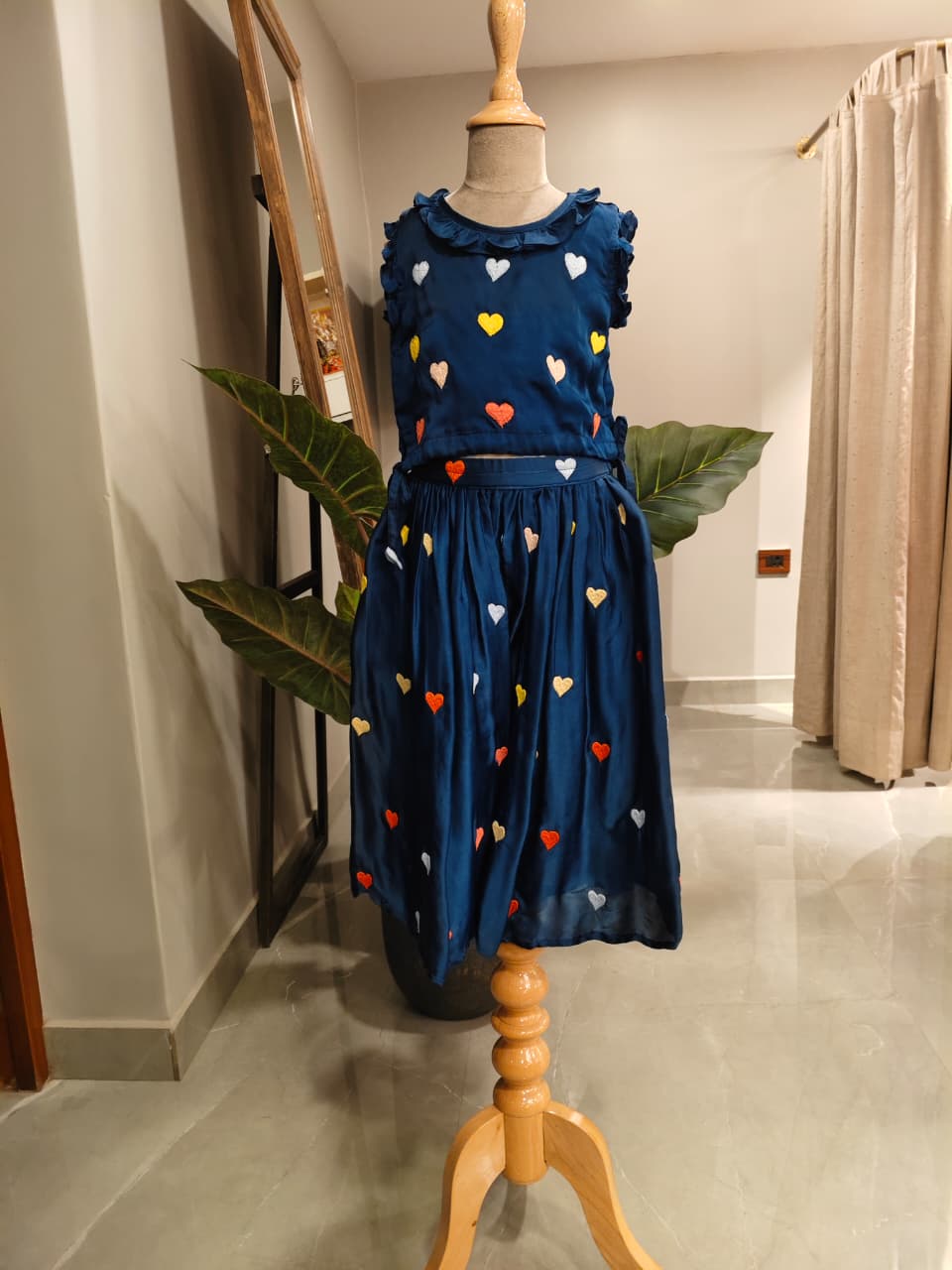 BLUE HEART TIE TOP & FLARE PANT for 1,3,5 and 7 Years Old