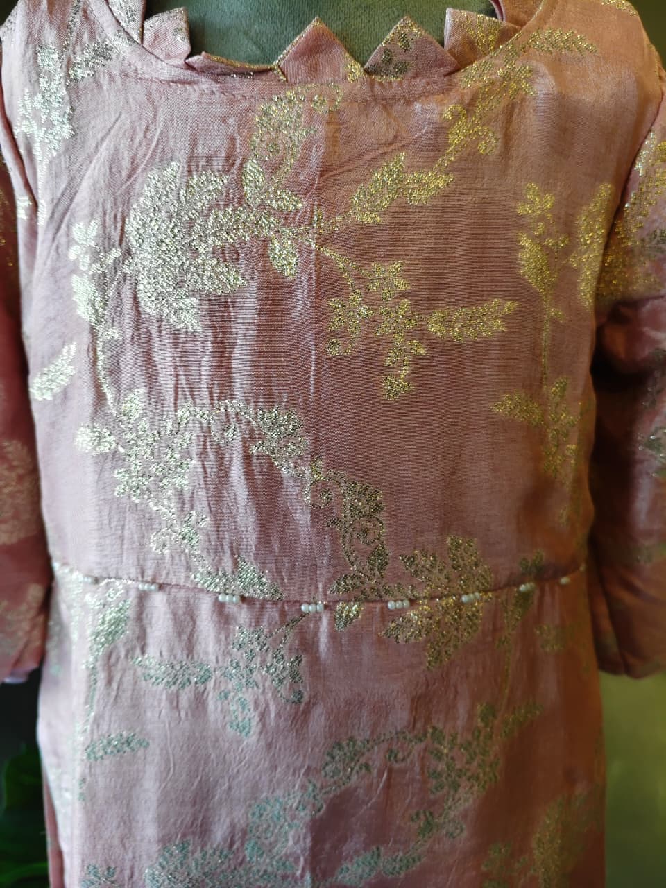 DUST PINK BROCADE KURTA SHARARA