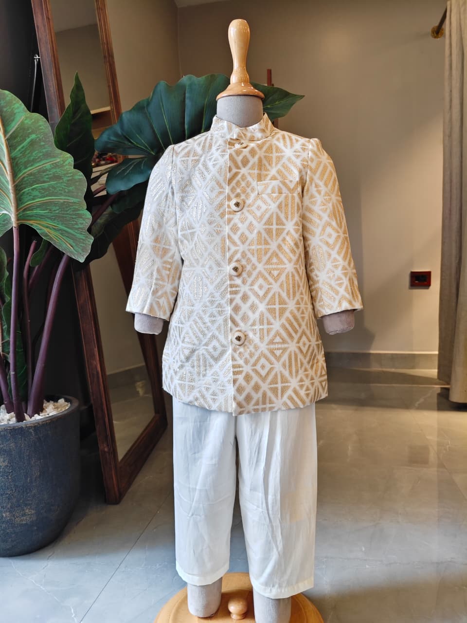 Elegant Front-Open Sherwani With Pyjama for 2 Years Old