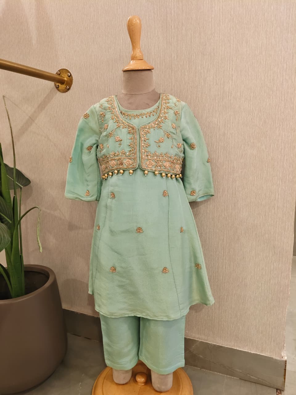 Sea Green Anarkali with Jacket for 3 Years Old