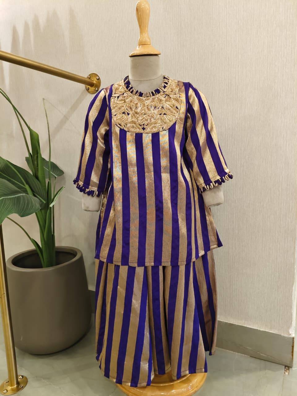 Purple Zari Embroidered kurta and Sharara for 2 Years Old