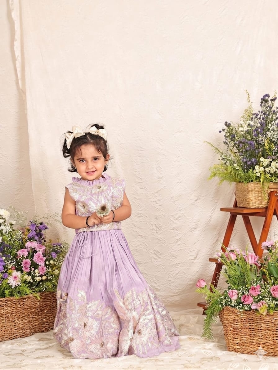 Gota Lace Lavender Ghagra And Blouse for 5 and 6 years old