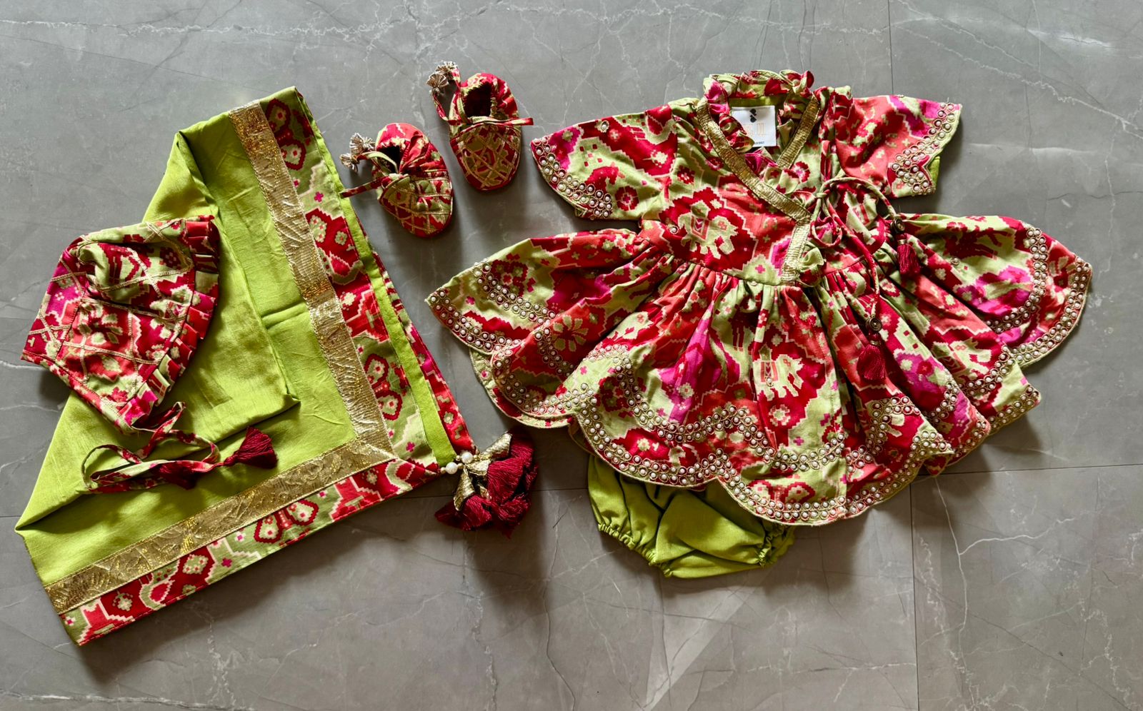 Patola Printed Jamna Set For Girls