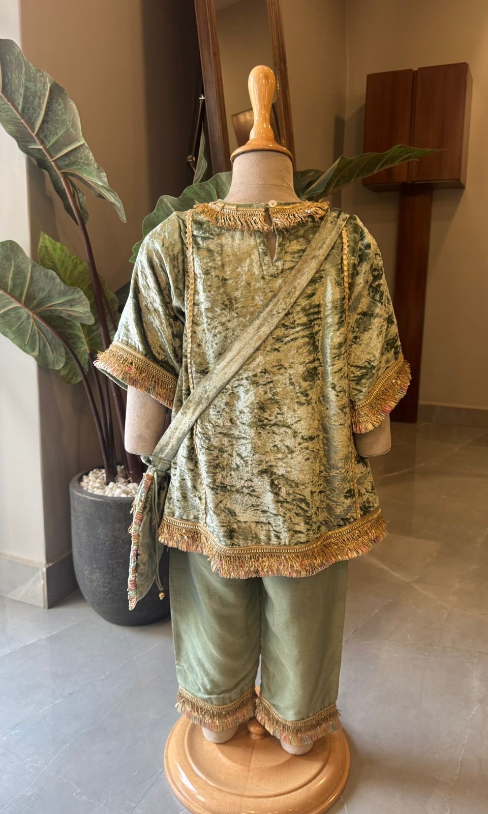 Sage Green Velvet Kurta and Pant