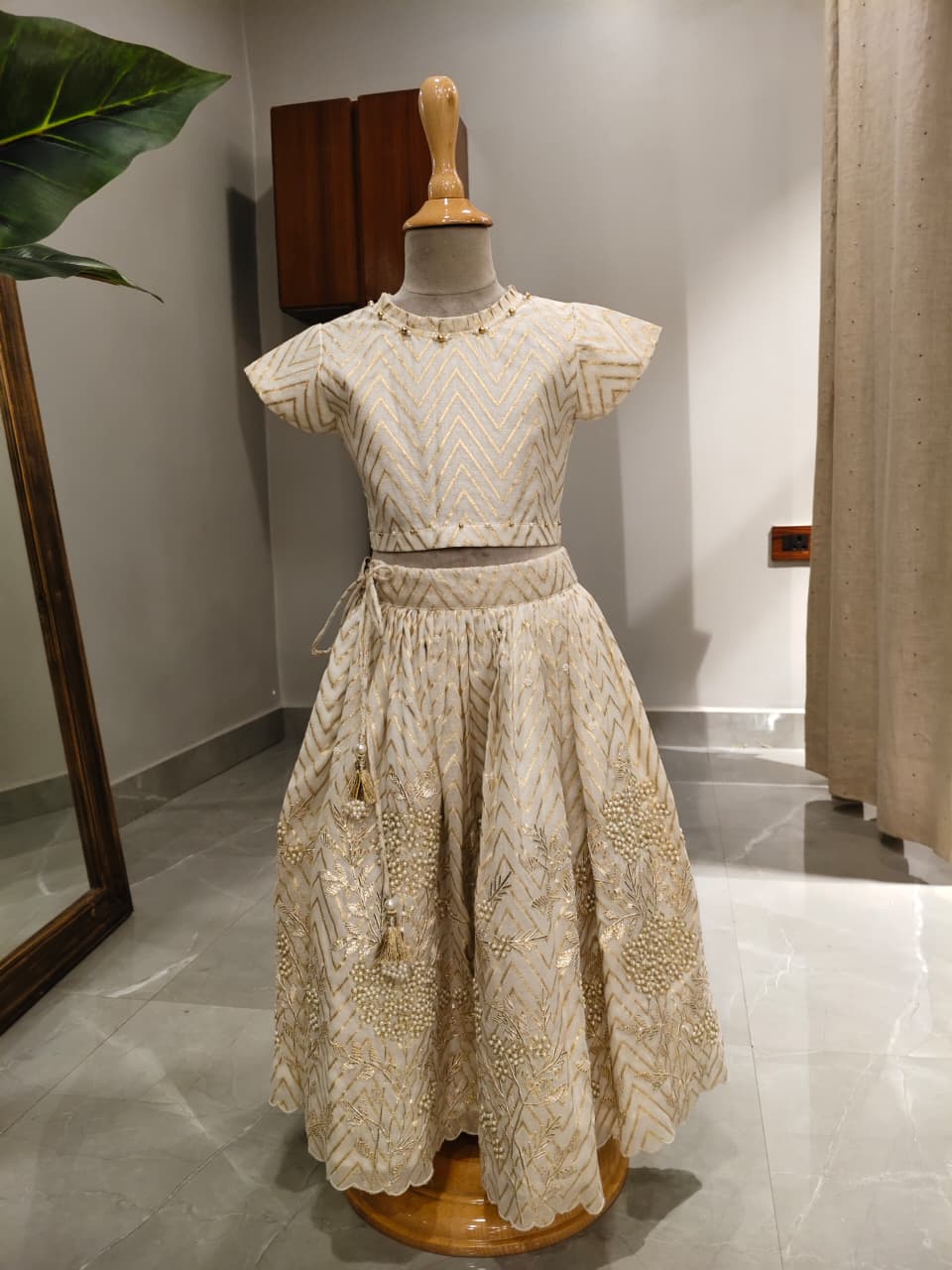 Off White Blouse and Ghaghra for 2 Years Old
