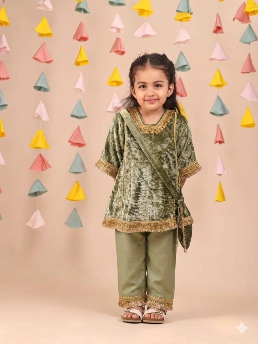Sage Green Velvet Kurta and Pant