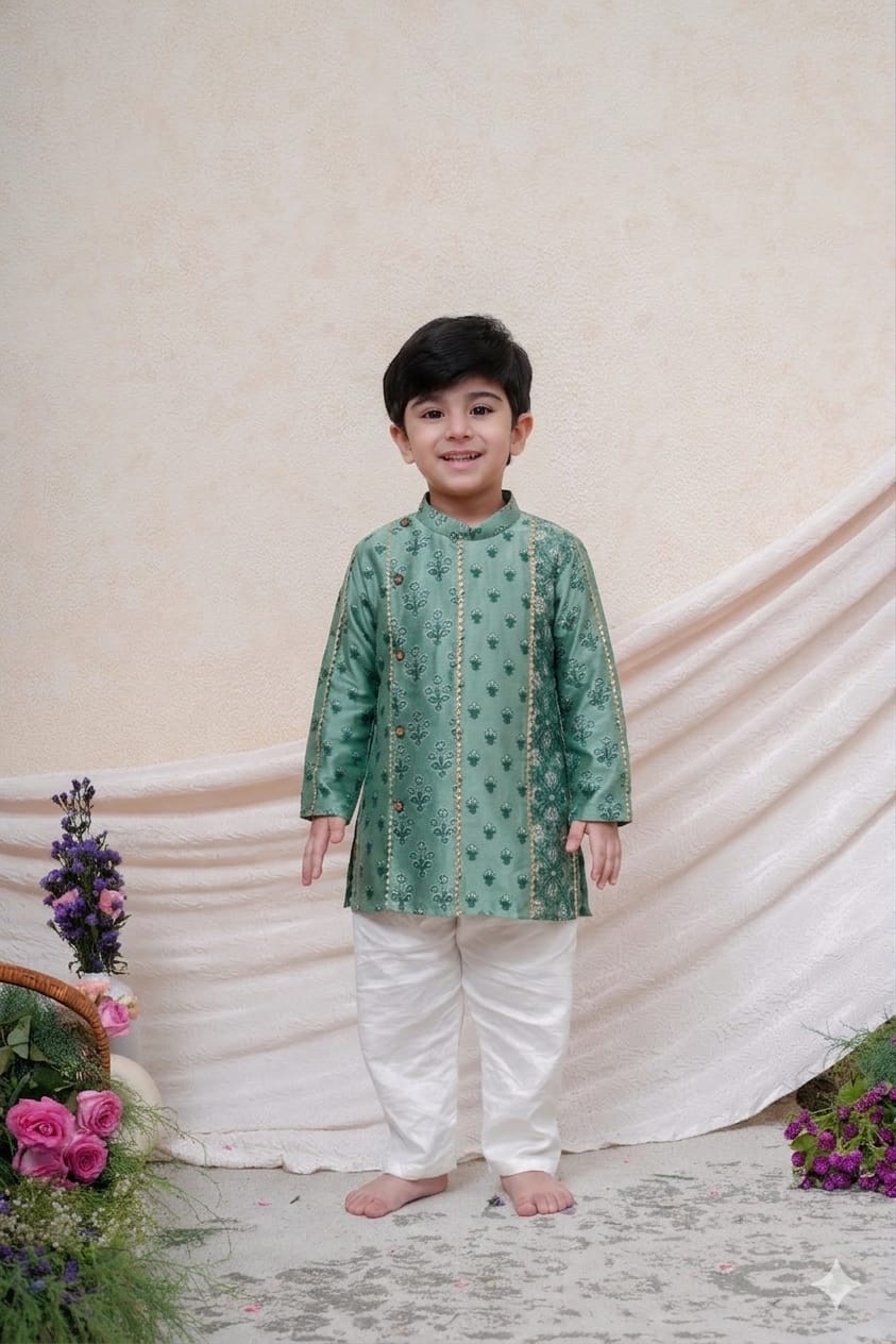 Green Kurta and Pant for 2 Years Old