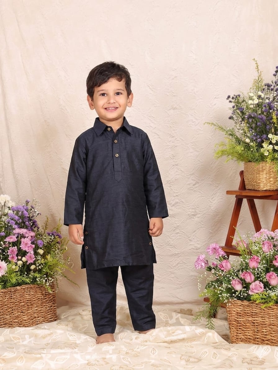 BLACK PATHANI KURTA AND PANT for 6 months and 3 Years Old