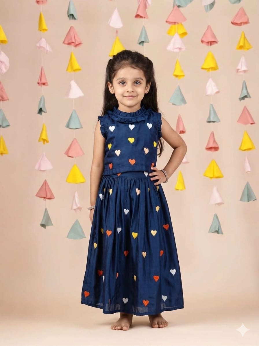 BLUE HEART TIE TOP & FLARE PANT for 1,3,5 and 7 Years Old