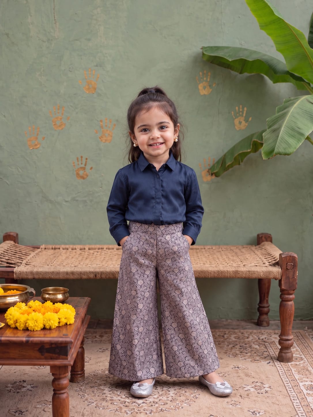 Silk Shirt and Brocade Pants for 2 years old