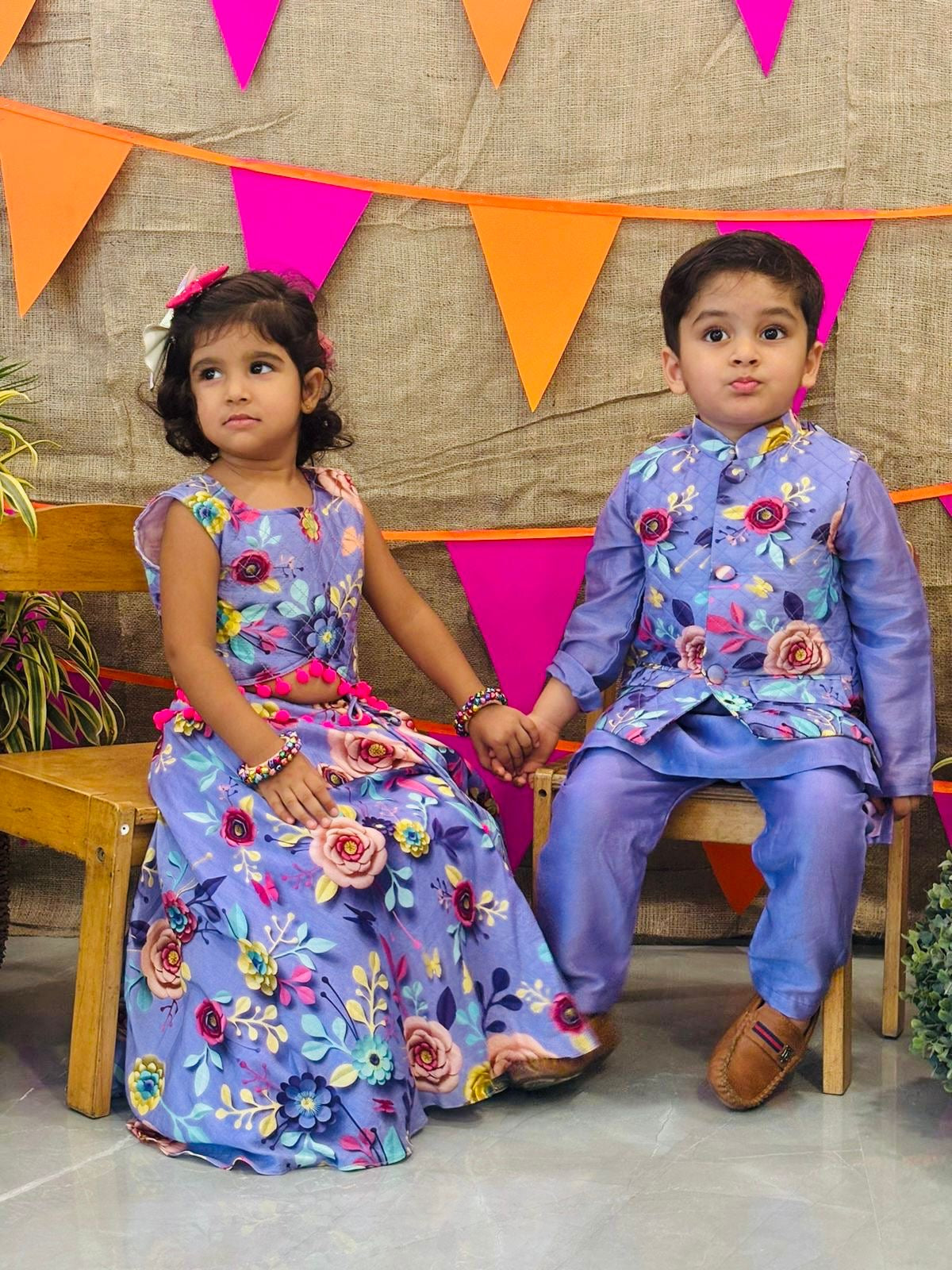 Lavender Quilting Jacket Kurta Set