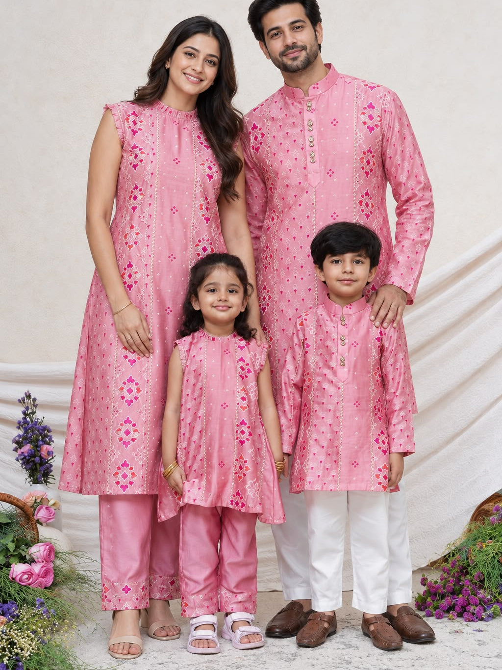 Pink Chanderi Kurta Set
