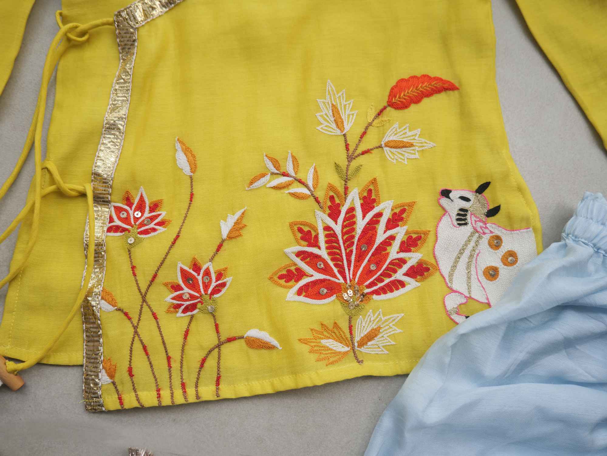 Cow Embroidered Jamna Set - P&S Company