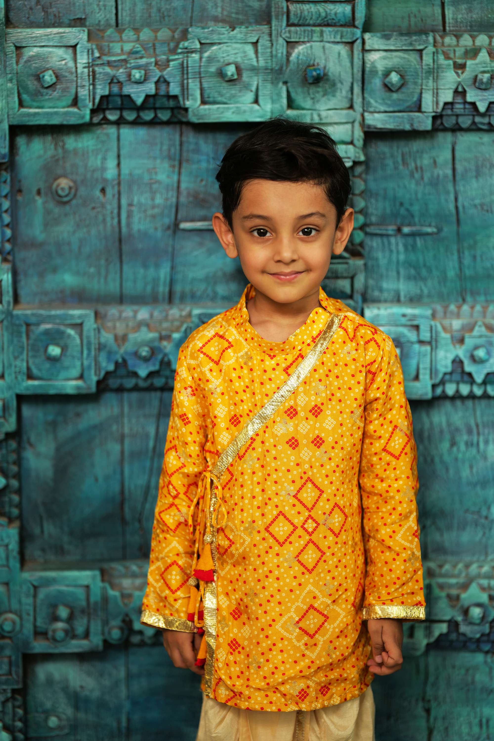 Bandhani Printed Angarkha Style Kurta With Dhoti - P&S Company