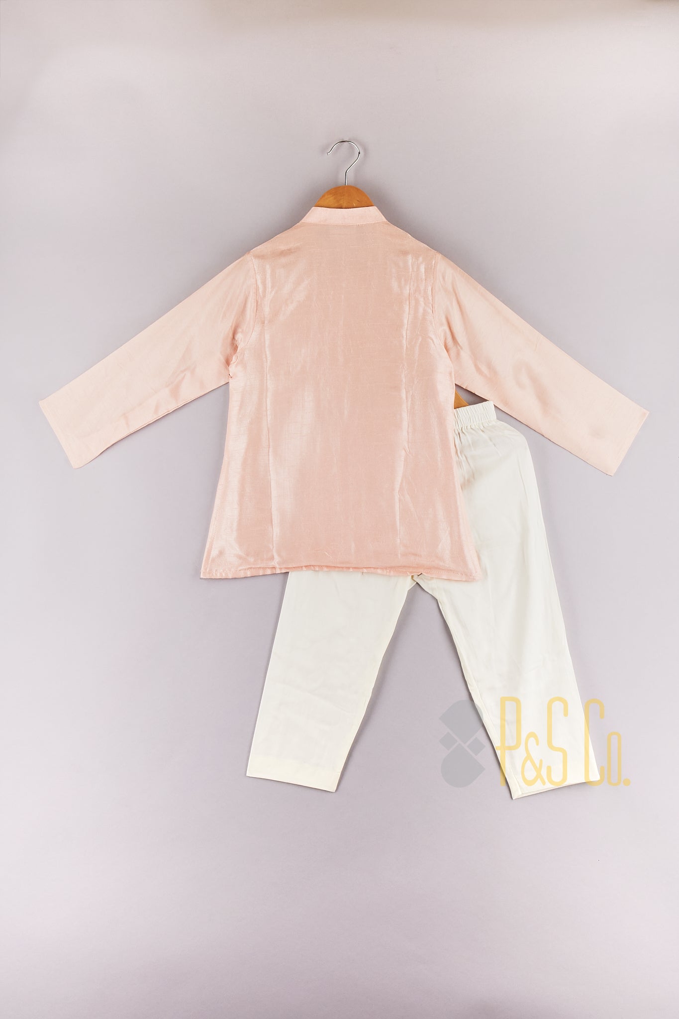 Pink Embroidered Silk Kurta Set - P&S Company