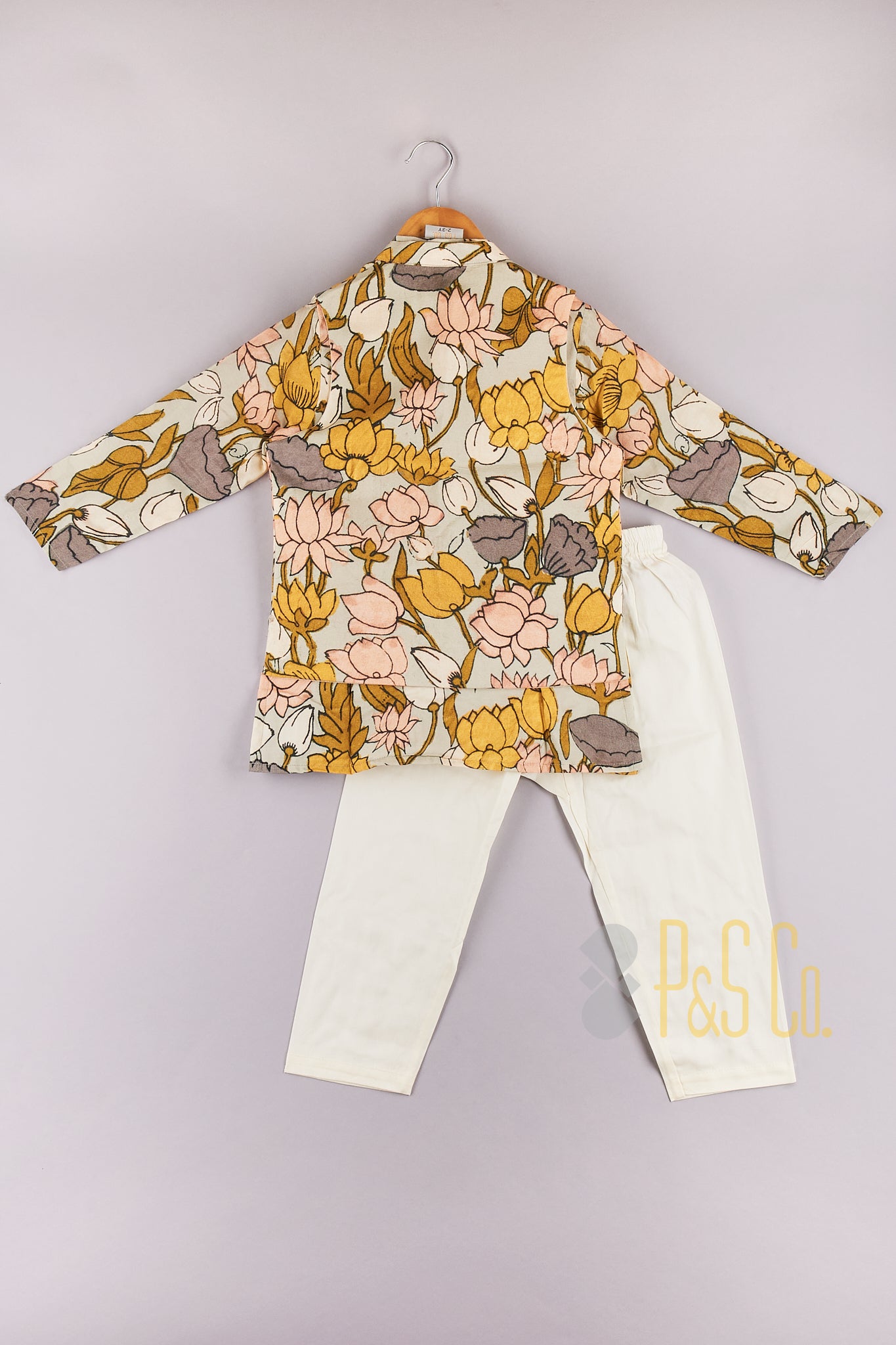 Lotus floral printed open Jacket set - P&S Company